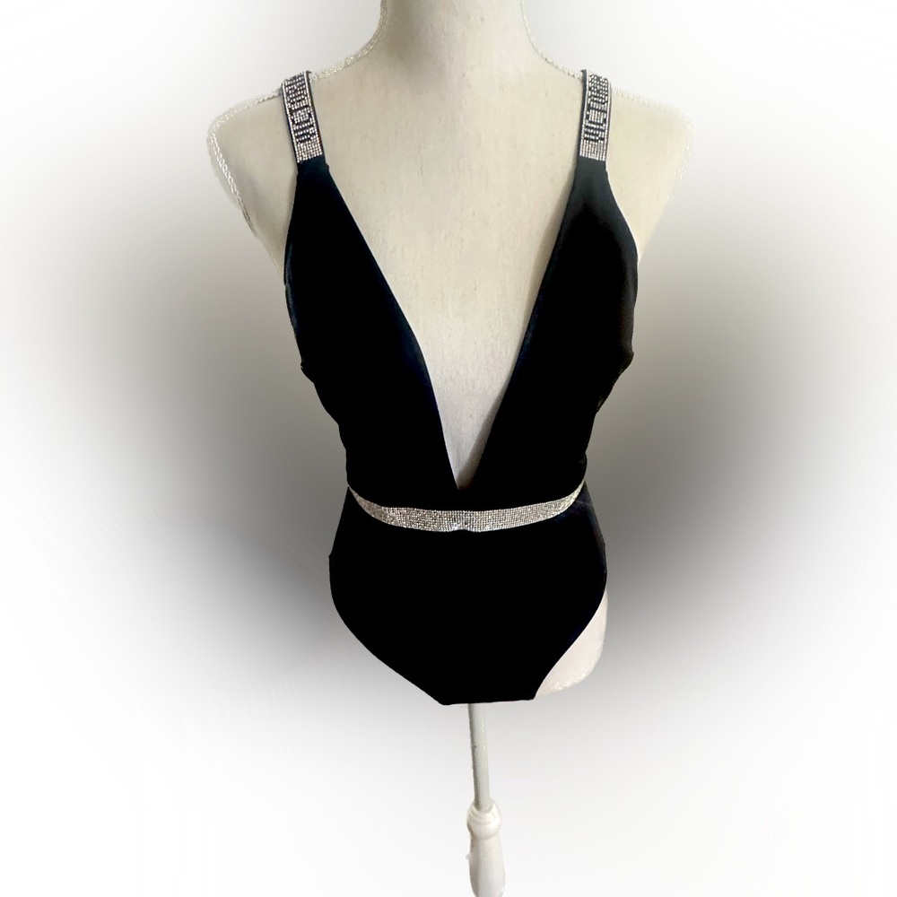 NWOT—VS Shine Strap Plunge Swimsuit/bodysuit. Bling! Perfect w/jeans